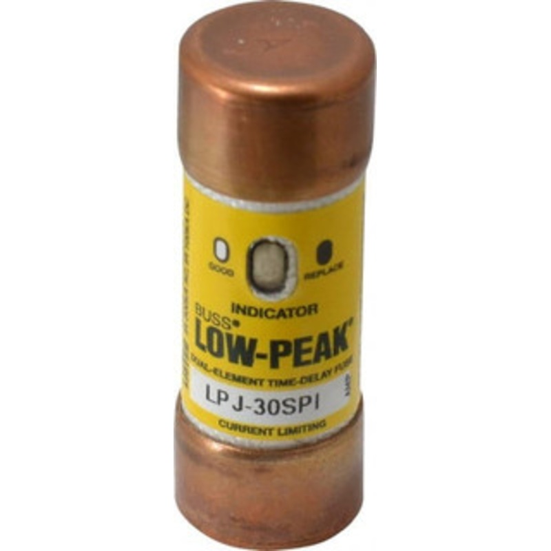 Bussmann 300 VDC, 600 VAC, 30 Amp, Time Delay General Purpose Fuse Fuse Holder Mount, 2-1/4 OAL, 100 at DC, 300 at AC (RMS) kA Rating, 13/16 Diam LPJ-30SPI - 92129329