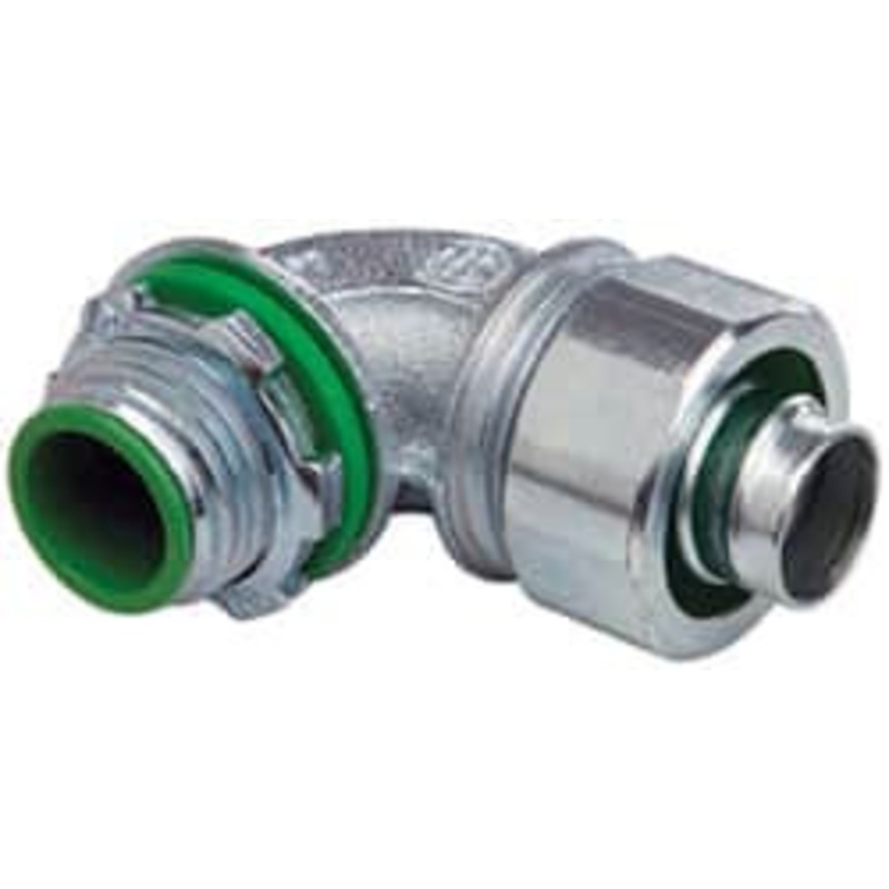 Crouse-Hinds 1/2 Trade Liquidtight Conduit Connector Malleable Iron, Insulated, Angled Connector, Threaded Connection LTBK5090 - 04517421