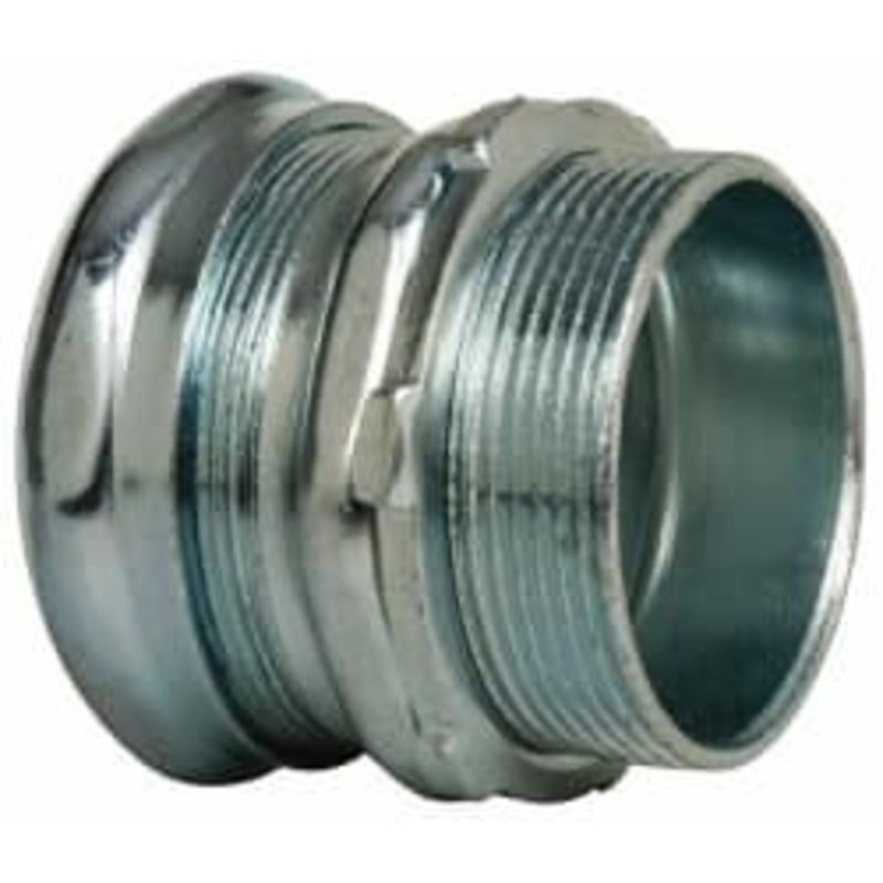 Crouse-Hinds 2 Trade EMT Conduit Connector Steel, Noninsulated, Straight Connector, Compression Connection 655 - 04518809