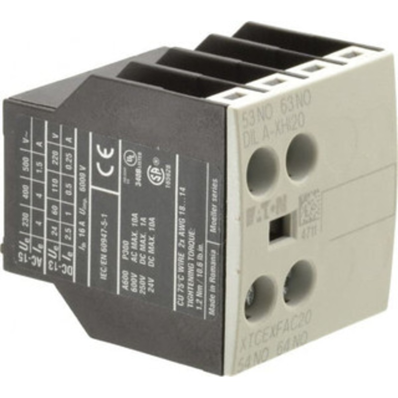 Eaton Cutler-Hammer 7, 9, 12, 15, 18, 25, 32 Amp, Contactor Front Mount Auxiliary Contact For Use with XT Contactor and XTRE Control Relay XTCEXFAC20 - 08804528