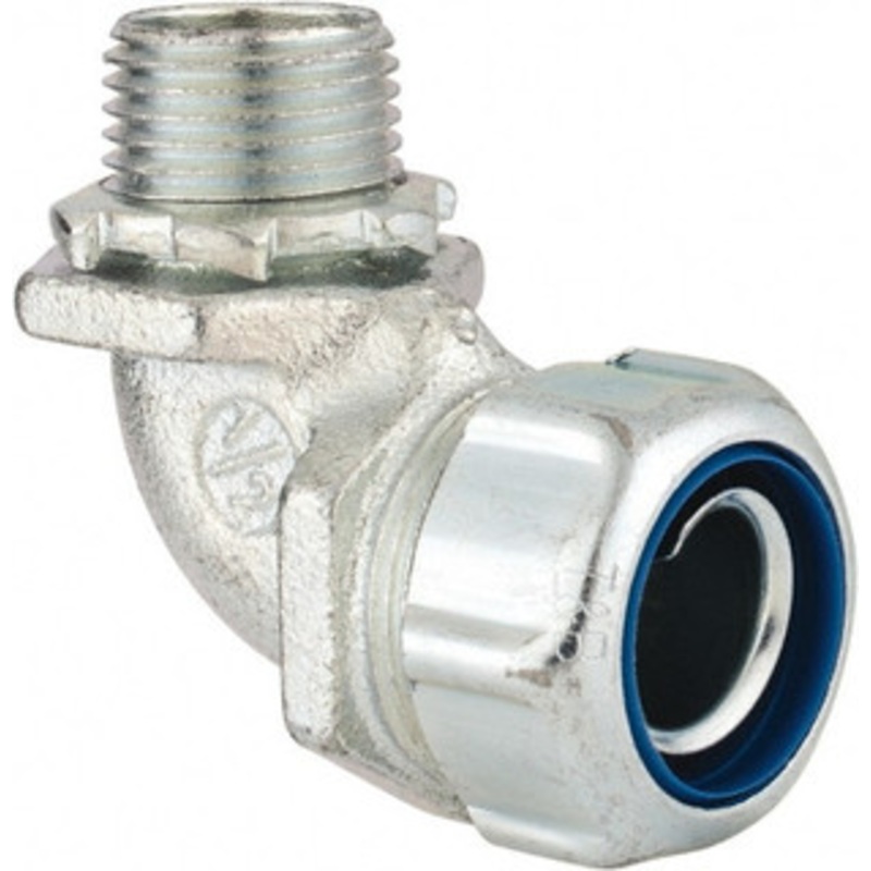 Thomas & Betts 1/2 Trade Liquidtight Conduit Connector Malleable Iron, Noninsulated, Angled Connector, Threaded Connection 5252 - 54058862