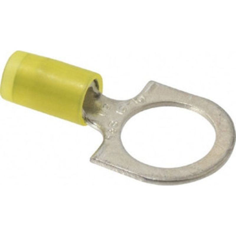 Thomas & Betts 12-10 AWG Partially Insulated Crimp Connection D Shaped Ring Terminal 1/2 Stud, 1.37 OAL x 0.72 Wide, Tin Plated Copper Contact RC10-12 - 54063482