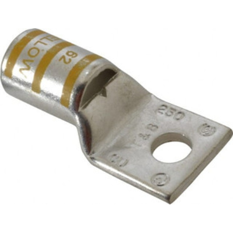 Thomas & Betts 250 kcmil Wire Noninsulated Compression Connection Square Ring Terminal 3/8 Stud, 2.28 OAL x 1.13 Wide, Tin Plated Copper Contact 54174 - 54056882
