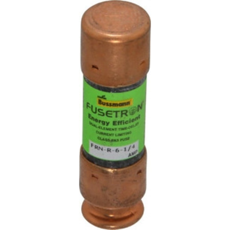Bussmann 125 VDC, 250 VAC, 6.25 Amp, Time Delay General Purpose Fuse Fuse Holder Mount, 50.8mm OAL, 20 at DC, 200 (RMS) kA Rating, 9/16 Diam FRN-R-6-1/4 - 75908335