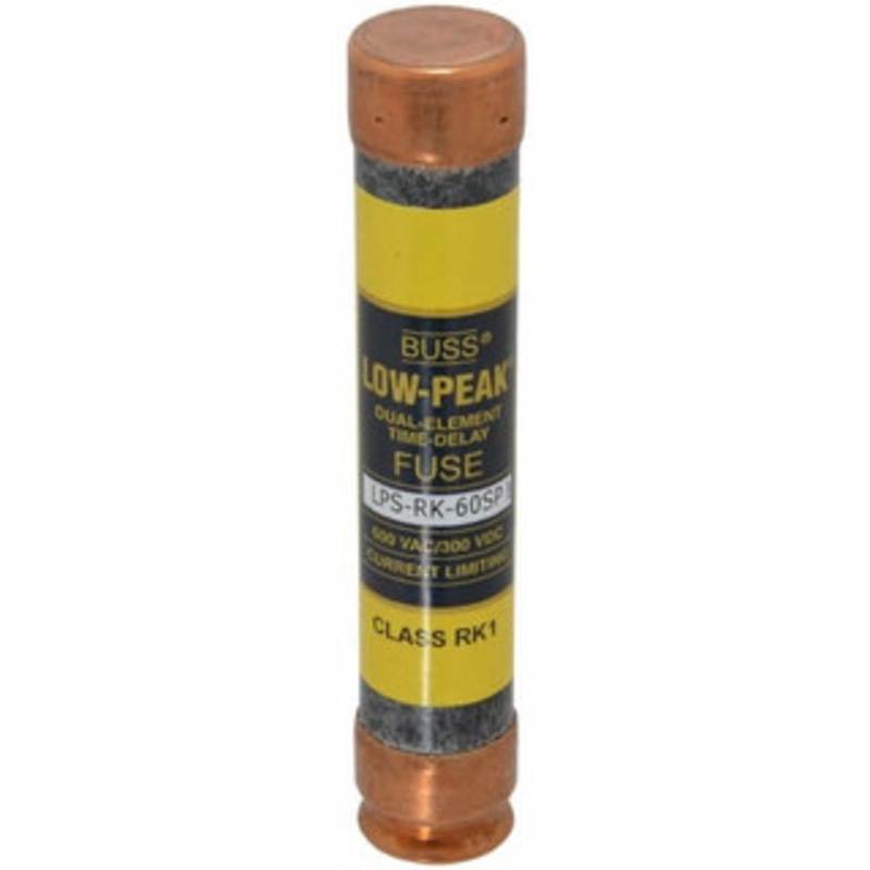 Bussmann 300 VDC, 600 VAC, 60 Amp, Time Delay General Purpose Fuse Fuse Holder Mount, 5-1/2 OAL, 100 at DC, 300 at AC (RMS) kA Rating, 1-1/16 Diam LPS-RK-60SP - 74973488