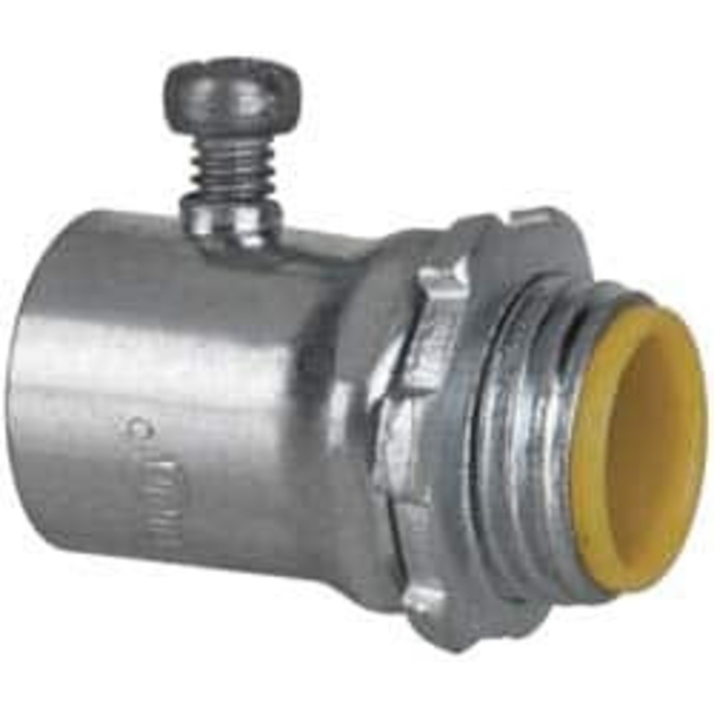 Crouse-Hinds 1/2 Trade EMT Conduit Connector Steel, Insulated, Straight Connector, Set Screw Connection 1450 - 04784922