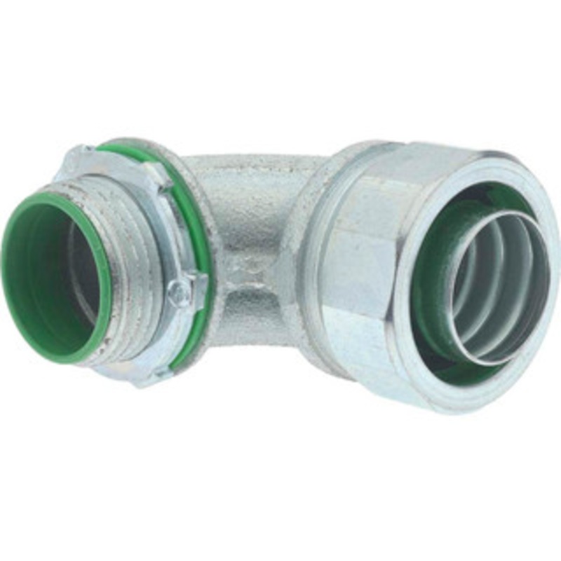 Crouse-Hinds 1 Trade Liquidtight Conduit Connector Malleable Iron, Insulated, Angled Connector, Threaded Connection LTBK10090 - 04517363