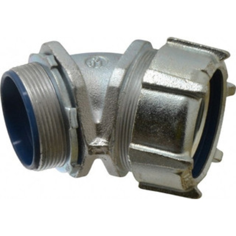 Thomas & Betts 2 Trade Liquidtight Conduit Connector Malleable Iron, Insulated, Angled Connector, Threaded Connection 5347 - 54058649