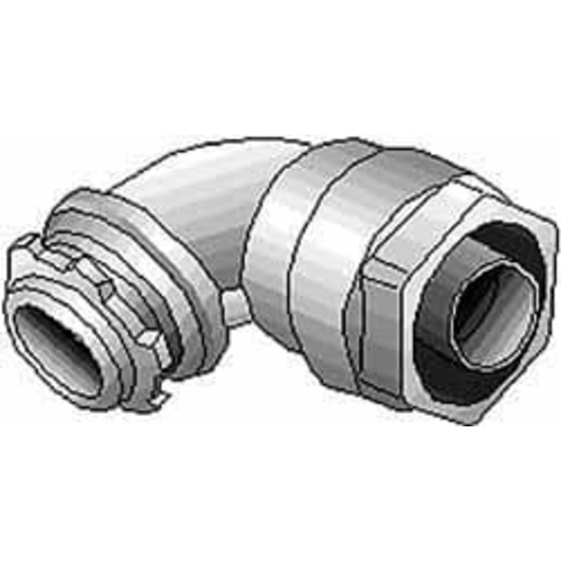 Thomas & Betts 4 Trade Liquidtight Conduit Connector Malleable Iron, Insulated, Angled Connector, Threaded Connection 5360 - 54116074