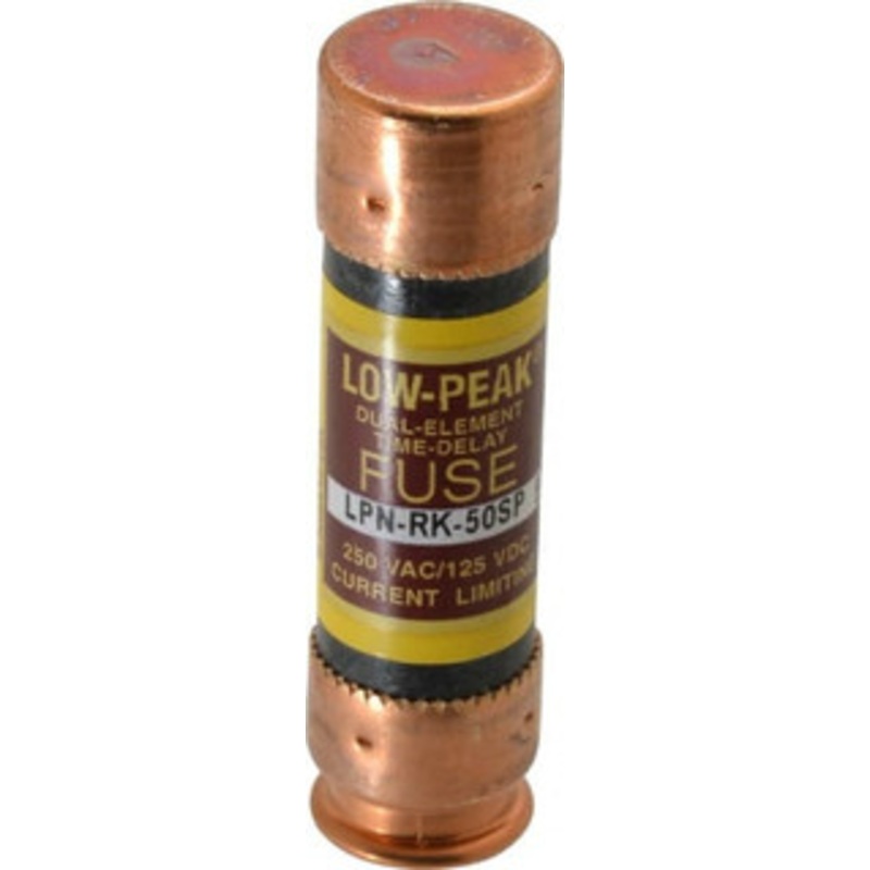 Bussmann 125 VDC, 250 VAC, 50 Amp, Time Delay General Purpose Fuse Fuse Holder Mount, 76.2mm OAL, 100 at DC, 300 at AC (RMS) kA Rating, 13/16 Diam LPN-RK-50SP - 74874777
