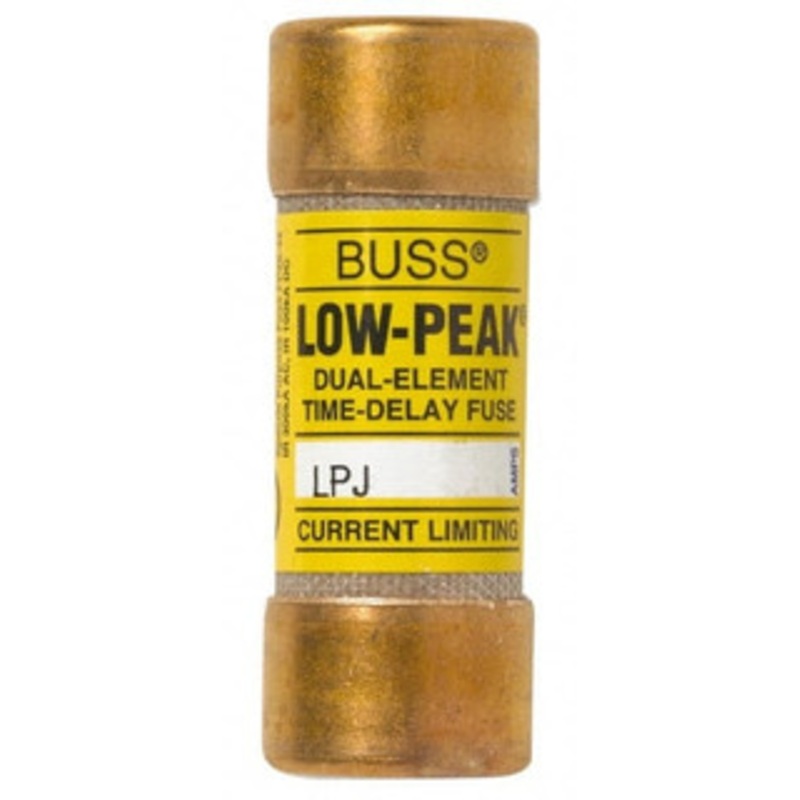 Bussmann 300 VDC, 600 VAC, 1.6 Amp, Time Delay General Purpose Fuse Fuse Holder Mount, 2-1/4 OAL, 100 at DC, 300 at AC (RMS) kA Rating, 13/16 Diam LPJ-1-6/10SP - 75390393