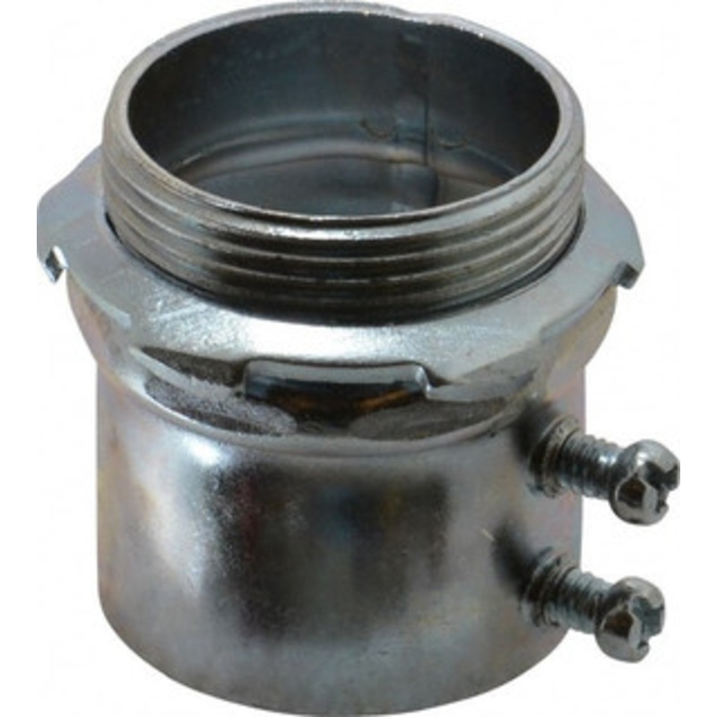 Crouse-Hinds 1-1/2 Trade EMT Conduit Connector Steel, Noninsulated, Straight Connector, Set Screw Connection 454 - 04518676