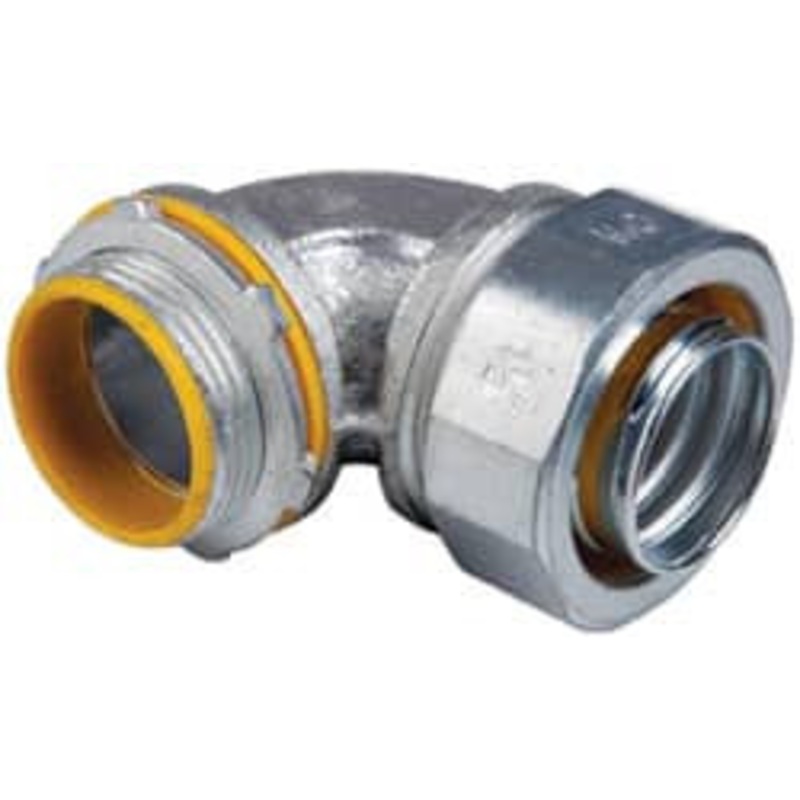 Crouse-Hinds 1-1/4 Trade Liquidtight Conduit Connector Malleable Iron, Insulated, Angled Connector, Threaded Connection LTB12590 - 04517546