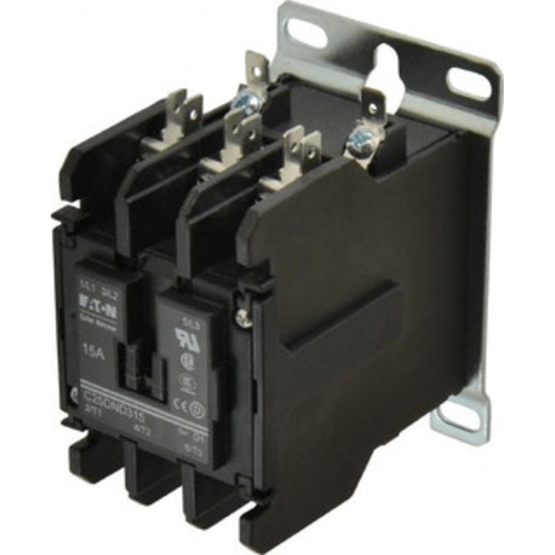 Eaton Cutler-Hammer 3 Pole, 15 Amp Inductive Load, 110 to 120 Coil VAC at 50/60 Hz, Nonreversible Definite Purpose Contactor Phase 1 Hp: 2 at 230 V and Phase 3 Hp: 3 at 230 V, 5 at 460 V, 5 at 575 V, 20 Amp Resistive Rating C25DND315A - 02351823