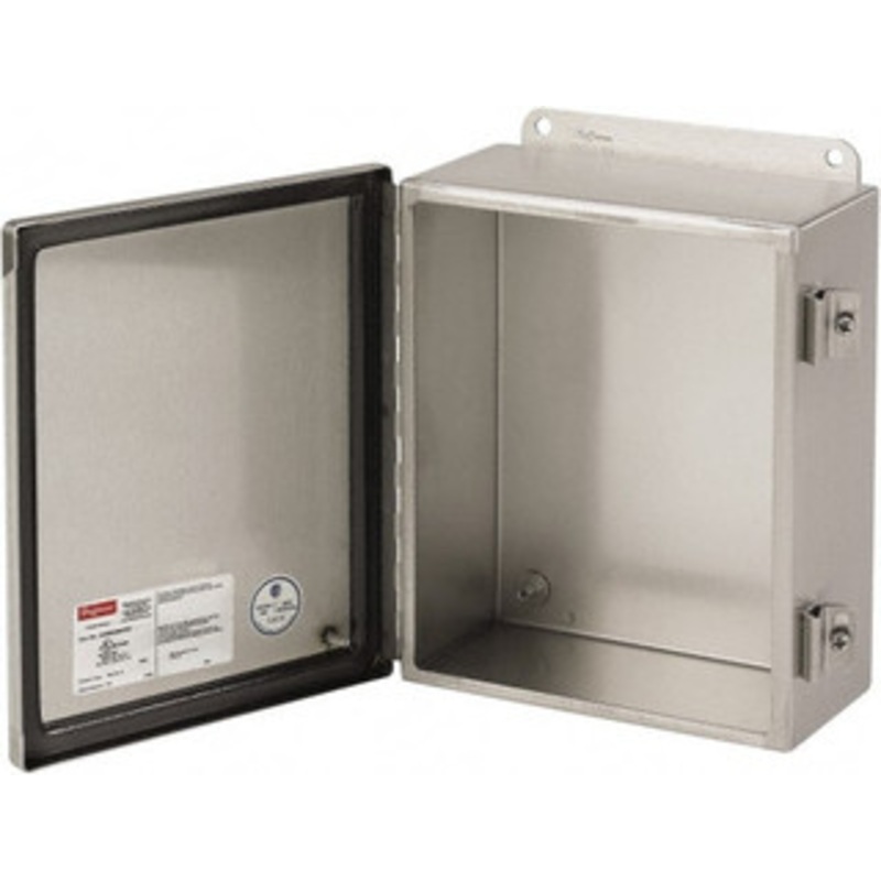 nVent HOFFMAN NEMA 4, 12, 13, 4X Stainless Steel Junction Box Enclosure with Hinge Flat Cover 12 Wide x 14 High x 6 Deep A1412CHNFSS - 68600717
