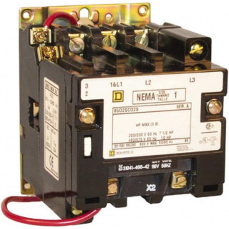 Square D 3 Pole, 220 Coil VAC at 50 Hz, 240 Coil VAC at 60 Hz, 27 Amp NEMA Contactor Open Enclosure, 50 Hz at 220 VAC and 60 Hz at 240 VAC 8502SCO2V03 - 69665271