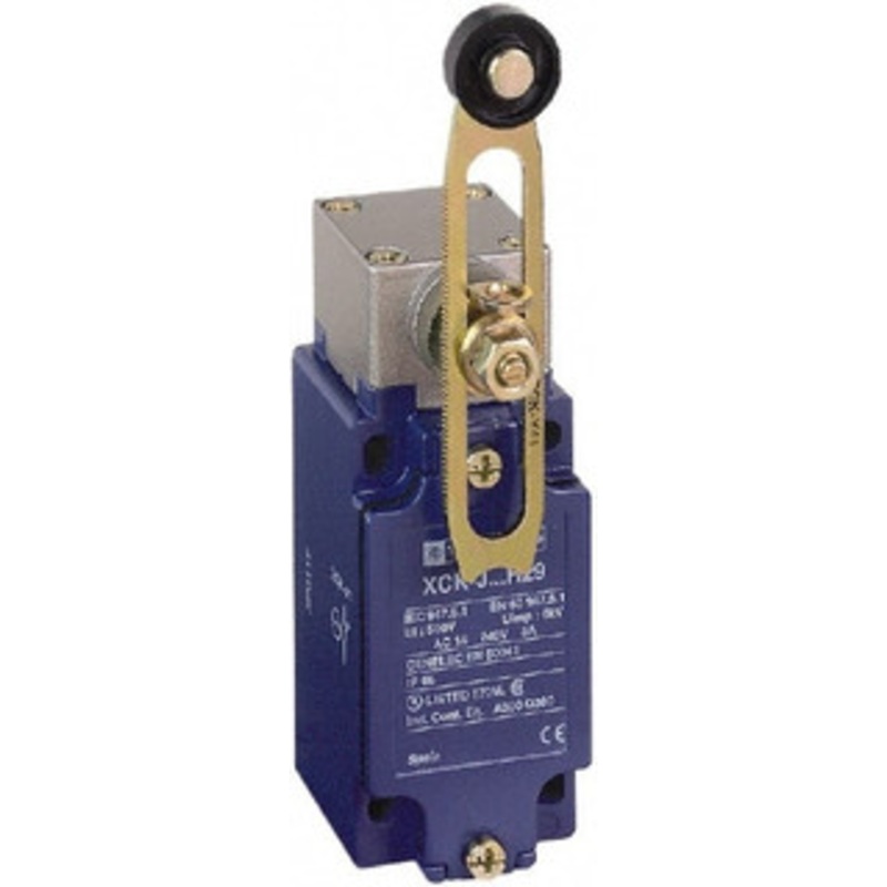 Telemecanique Sensors SPDT, NC/NO, 240 VAC, 250 VDC, Screw Terminal, Roller Lever Actuator, General Purpose Limit Switch 1, 2, 3, 4, 12 NEMA Rating, IP66 IPR Rating XCKJ10541H7 - 59760140