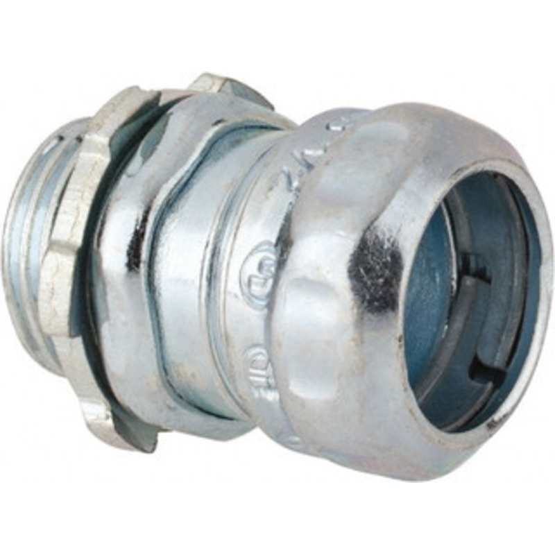 Thomas & Betts 1/2 Trade EMT Conduit Connector Steel, Noninsulated, Straight Connector, Compression Connection 5121-TB - 54057708