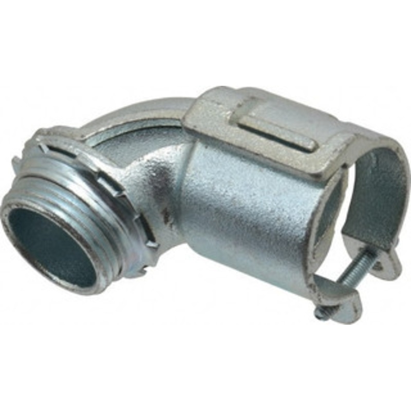 Thomas & Betts 1 Trade FMC Conduit Connector Malleable Iron, Noninsulated, 90 Connector, Squeeze Clamp Connection 273TB - 54058094