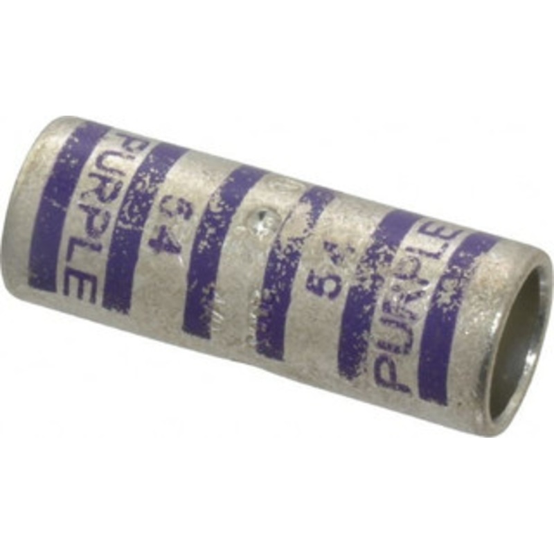 Thomas & Betts 4/0 AWG Compatible, Noninsulated, Crimp-On Butt Splice Terminal 2 Wire Entries, Copper Contacts, Tin Contact Plating, 1.88 OAL, Purple 54512 - 54057385